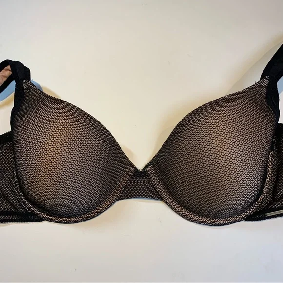 38C Vince Camuto nude and black full figure t-shirt cup bra w comfort straps - Picture 5 of 11
